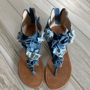 Nine West Denim back zip up sandal